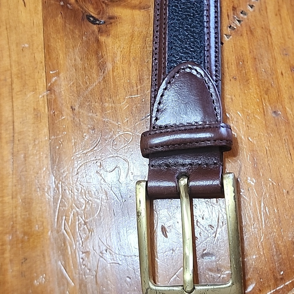 JOHNSON & MURPHY ANILINE Kipskin Shoulders Artisan Classic Brown Leather Belt